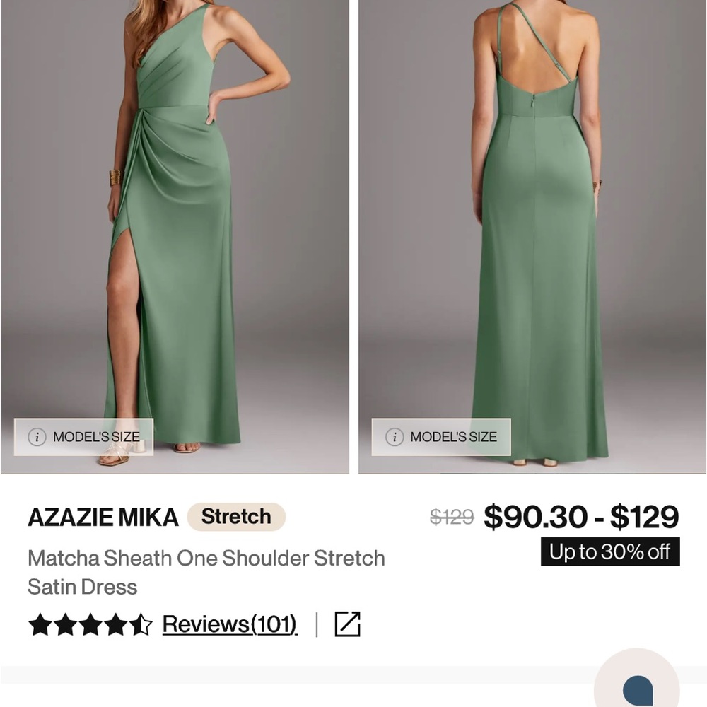 Azazie Mika Matcha One Shoulder Dress